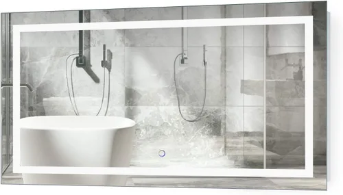 Vista 21 de Krugg Espejo de baño LED cuadrado de 24 x 24 pulgadas Espejo de tocador iluminado incluye atenuador y desempañador Montaje en pared vertical u