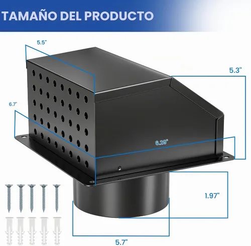 Vista 2 de Cubierta de ventilación de secadora de 4 pulgadas para exteriores, cubierta de ventilación de pared para secadora exterior con solapa acolchada