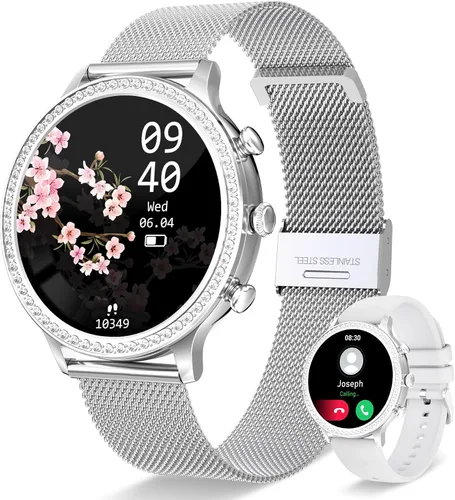 Vista 7 de Reloj inteligente para mujer (recepción de llamadas/marcación), reloj inteligente impermeable para teléfonos Android iOS con pantalla táctil HD