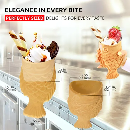 Vista 7 de Comercial Eléctrico Japón Boca Abierta Pescado Waffle Hierro Helado Máquina Taiyaki Maker Máquina y dispensador de masa y cuchara de relleno