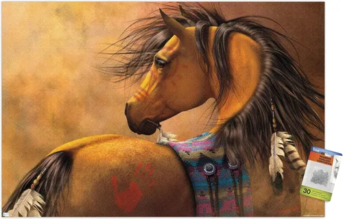 Vista 7 de Trends International Laurie Prindle Kiowa - Póster de pared dorado con pasadores