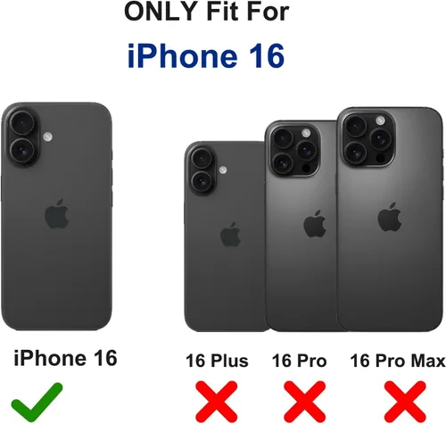 Vista 7 de Funda para iPhone 16 de 6.1 pulgadas con funda y clip para cinturón, 2 protectores de pantalla, resistente de uso pesado de grado militar, cuerpo