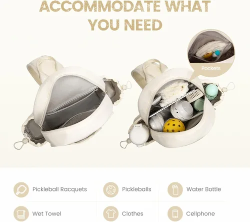 Vista 4 de Mochilas de pickleball Sucipi para mujeres: ligeras, de hombro y elegante mochila estilo acolchado con bolsa para raqueta de pickleball