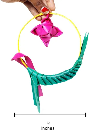 Vista 3 de Hojas de palmera redondas para colgar, decoración de loros, guirnaldas artificiales para decoración de boda india, Mehendi Haldi, decoraciones