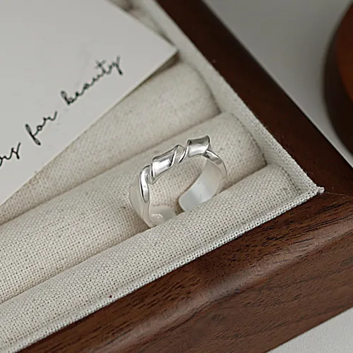 Vista 136 de Anillo de plata de ley 925, minimalista, ajustable, hecho a mano, para mujeres y niñas