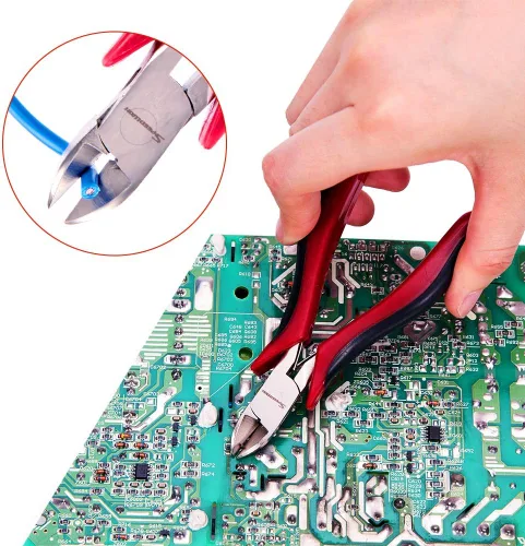 Vista 6 de SPEEDWOX Alicates diagonales Micro cortadores de alambre de 4 pulgadas, alicates finos de precisión, mini pinzas de plástico de corte lateral