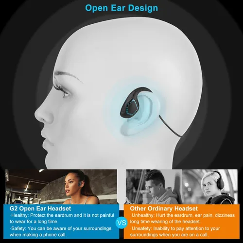 Vista 3 de iDIGMALL Auriculares Bluetooth 5.3 con micrófono, auriculares de oreja abierta con micrófono de cancelación de ruido para teléfono, PC, computadora