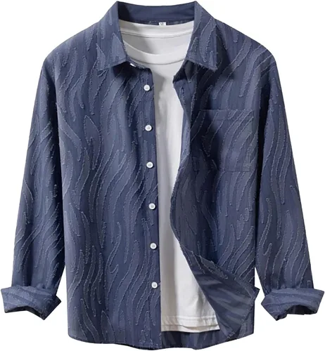 Vista 13 de Camisa de lino para hombre, manga larga, cómoda, abotonada, lisa, ligera, holgada, con bolsillos