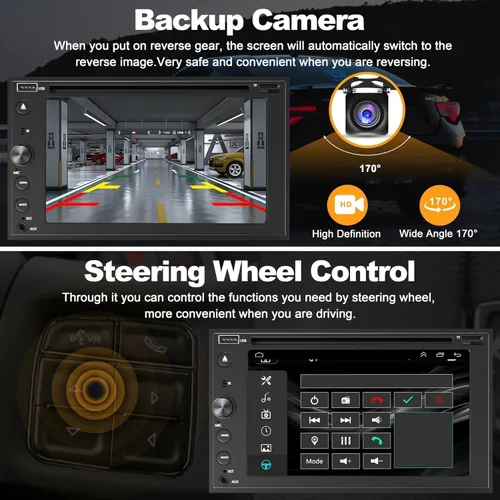 Vista 4 de Estéreo de coche de doble DIN con reproductor de CD/DVD, estéreo de automóvil con pantalla táctil de 7 pulgadas con Apple CarPlay y Android Auto