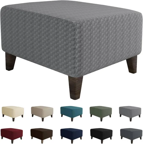 Vista 18 de MAXIJIN Fundas para otomano de jacquard, fundas protectoras para taburete plegable, protector de muebles, funda suave y gruesa rectangular