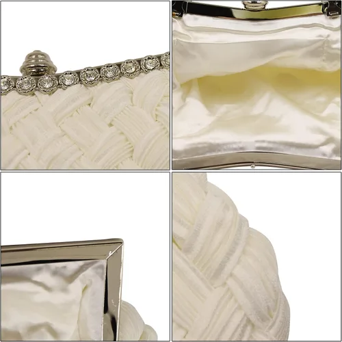 Vista 6 de RARITYUS Bolso de noche para mujer con forma de rosa de satén sedoso con elegante asa de metal para fiesta boda