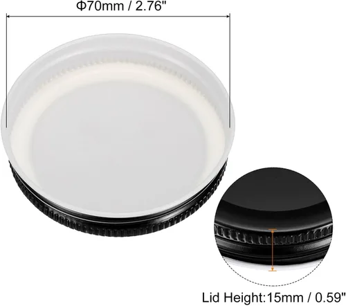 Vista 2 de uxcell Tapas para tarros de conserva, 2.76 pulgadas, boca regular, tapas de placa de hojalata a prueba de fugas para conservas de cocina