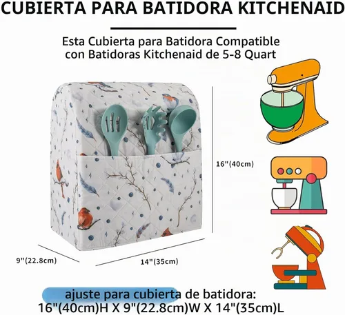 Vista 2 de Funda para batidora de cocina Kitchen Aid compatible con batidoras de 6 a 8 cuartos de galón Kitchen Aid/Hamilton de pie/cabeza inclinable