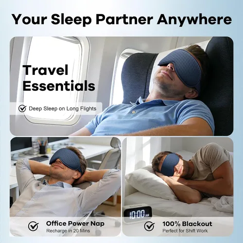 Vista 8 de Antifaz de dormir con peso para hombres: Antifaz para ojos de 3D con bloqueo de luz y cero presión para alivio del estrés, sueño profundo y siestas