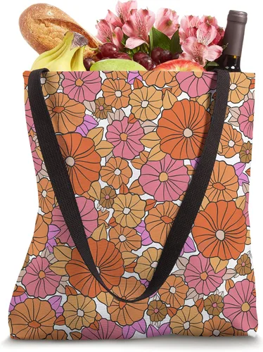 Vista 4 de Groovy - Bolsa de mano con diseño de flores rosas y naranjas