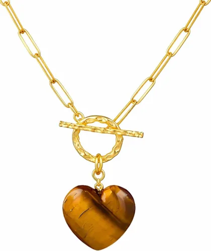 Vista 10 de Gempires Collar de corazón de gemas con cierre frontal para mujer con cadena de clip dorado, joyería con cierre de palanca para mujer, regalo