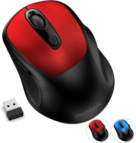 Vista 9 de memzuoix Wireless Mouse, 2.4GHz Nano Receiver, 3 DPI Levels (800/1200/1600), 6 Buttons, Compatible with PC/Mac/Laptop (Blue)