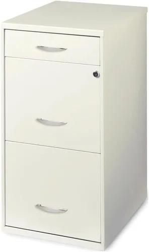 Vista 2 de Office Designs Cooper - Archivador de metal contemporáneo con 3 cajones, color blanco perla