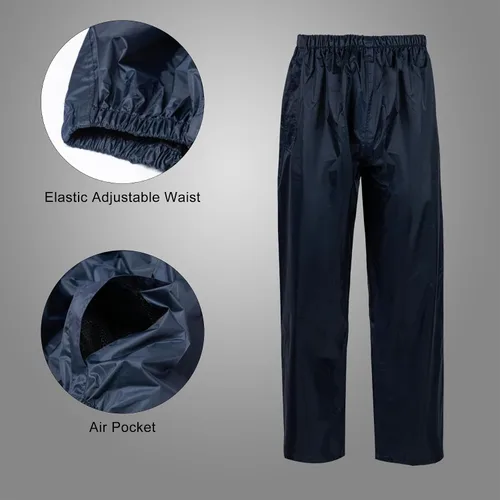 Vista 4 de Chaqueta impermeable de seguridad para hombre, reflectante, de PVC, impermeable, azul marino