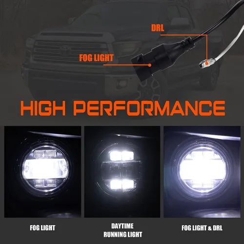 Vista 2 de Luz antiniebla LED con DRL compatible con Toyota Tundra 2014 2015 2016 2017 2018 2019 2020 2021 luces antiniebla de parachoques