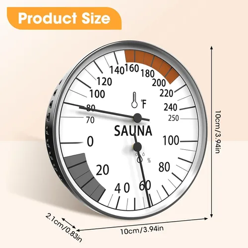 Vista 2 de Termómetro e higrómetro de sauna 2 en 1, monitor de humedad, accesorios de sauna para saunas de vapor infrarrojos, accesorios de sauna