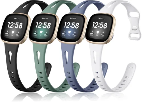 Vista 16 de Ouwegaga Compatible with Fitbit Versa 4 Bands for Woman/Sense 2/Sense/Versa 3 Bands for Men,Soft Silicone Slim Sport Strap Compatible with Fitbit