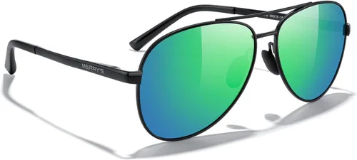 Vista 5 de MERRY'S Lentes de sol de aviador para hombres y mujeres, lentes polarizados para conducir, lentes espejados, protección UV 400, 2.283 in