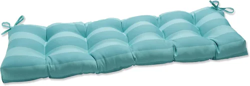 Vista 19 de Pillow Perfect - Cojín capitoné a rayas, resistente a la intemperie y la decoloración, para sofá de mimbre/columpio de exterior, bordes cuadrados