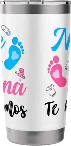 Vista 2 de Vaso aislado de acero inoxidable mexicano a juego Nene o Nena Te Amamos Blanco