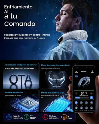 Vista 6 de RANVOO AICE LITE Plus 2025 Max Flujo de Aire de Enfriamiento [No.1 Más Fresco y Duradero] Aire Acondicionado para el Cuello, Ventilador de Cuello