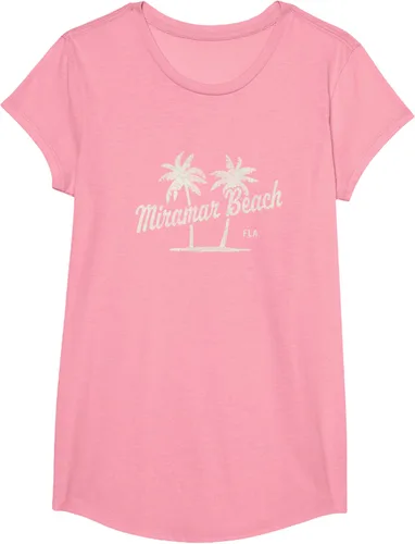 Vista 70 de Miramar Beach Florida Vintage 70s Palm Trees - Camiseta gráfica, Azul / Patchwork, S