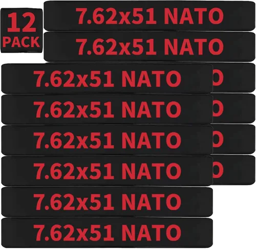 Vista 9 de Paquete de 12 bandas de marcado Miaozhun 7.62 × 51 OTAN Magazine 7.62 bandas de identificación de calibre de munición de revista OTAN (Gren-Blanco)