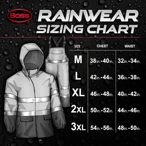 Vista 6 de Boss Chaqueta y babero unisex de alta visibilidad ANSI Clase III, resistente al agua