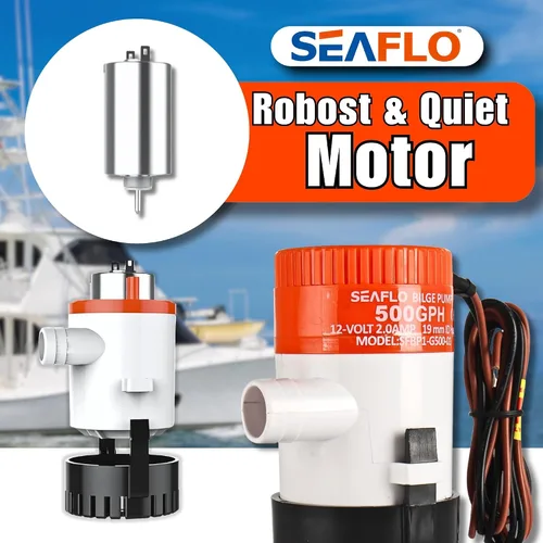 Vista 4 de SEAFLO Bomba de Sentina Serie 01 500 GPH – 12V, Salida de 3/4", Bomba Sumergible Marina con Protección Antibloqueo de Aire, Certificado CE y RoHS