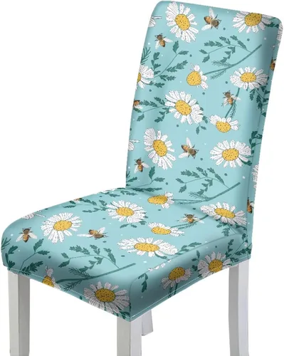 Vista 17 de HUGS IDEA Juego de 2 fundas para sillas de comedor con diseño de muñeco de nieve azul para silla Parsons, de elastano, lavables, antipolvo