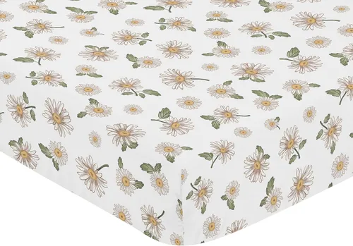 Vista 7 de Sweet Jojo Designs Sábanas bajeras para cuna (floral vintage de margaritas) para niñas, guardería infantil, habitación de niños pequeños