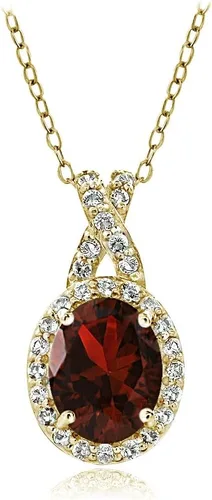 Vista 9 de B. BRILLIANT Collar de plata de ley auténtica, creada o simulada, con topacio blanco X y ovalada para mujer Amatista - Destello de oro amarillo