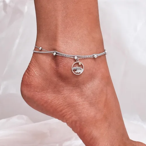Vista 66 de CHIC & ARTSY Tobilleras de plata de ley S925 para mujer, pulsera de tobillo ajustable multicapa para playa, joyería de verano para mujer, de 10 a 11