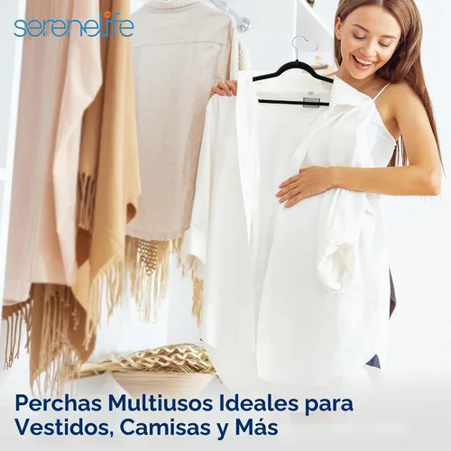 Vista 7 de SereneLife Paquete de 10 Perchas para Ropa de Terciopelo – Perchas Antideslizantes para Ropa con Diseño de Servicio Pesado, Perchas Delgadas que