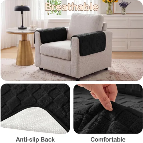 Vista 5 de Foxdecor Juego de 2 fundas para reposabrazos de sofá, fundas antideslizantes para reposabrazos de sofá, funda para reposabrazos de silla