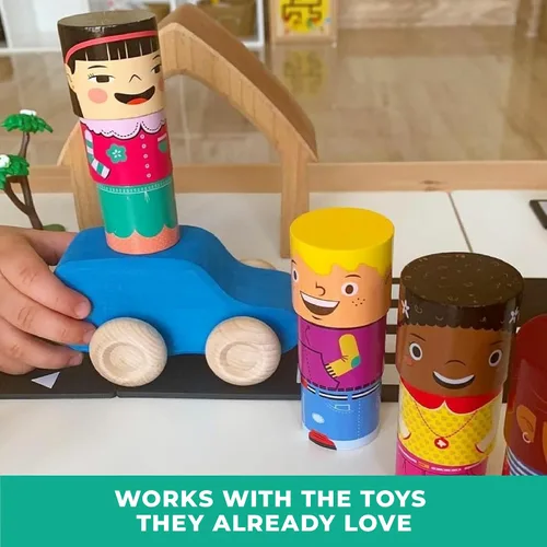 Vista 5 de Juego de amigos magnéticos multirraciales de 16 piezas, bloques de construcción de diversidad de madera para niños, muñecas multiculturales