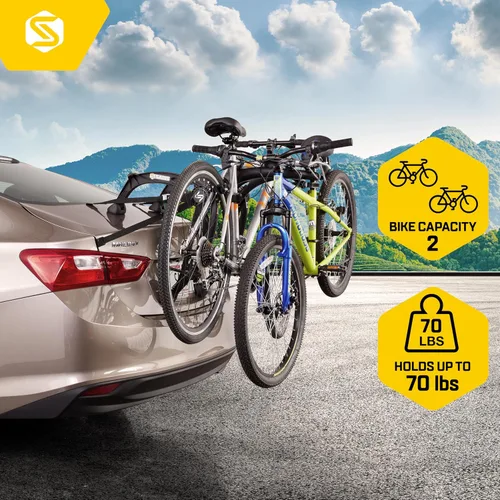 Vista 7 de Saris Bones EX - Portaequipajes para maletero de auto para 2 bicicletas, duradero, libre de óxido, correas anti-balanceo, fabricado en EE. UU.