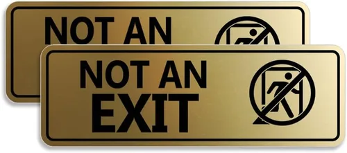 Vista 14 de Letrero estándar NOT an EXIT (Stick Man) (negro/oro), tamaño pequeño
