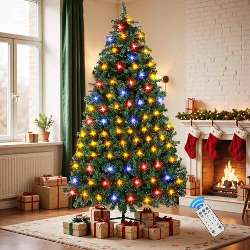 Vista 11 de Northroad Árbol de Navidad artificial preiluminado de 4 pies, árbol de Navidad preiluminado con 450 puntas de ramas y 100 luces con certificación UL