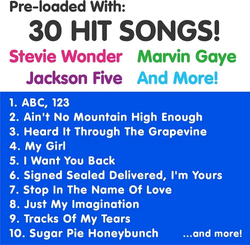 Vista 4 de Move2Play Motown Magic, Micrófono de karaoke Bluetooth Incluye 30 canciones famosas Micrófono de karaoke para niños Regalo de cumpleaños