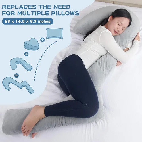 Vista 3 de SAHEYER Almohada corporal para dormir de lado, almohada de espuma viscoelástica de 68 pulgadas de largo con funda, almohada de cuerpo completo