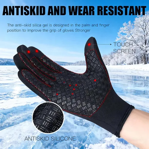 Vista 4 de Guantes impermeables de invierno unisex con capacidad de pantalla táctil, muñeca elástica resistente al viento y palma antideslizante para correr