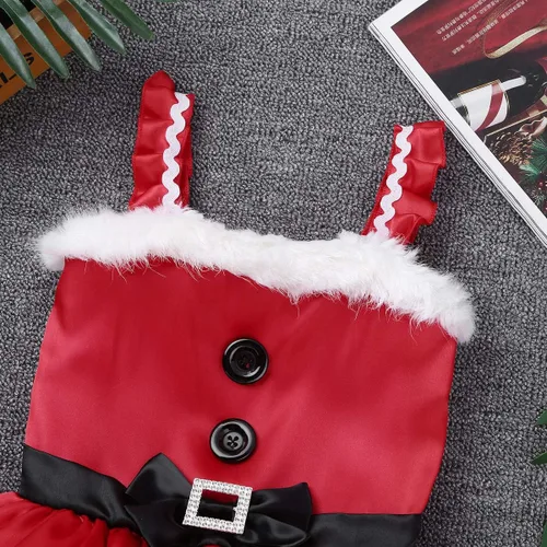 Vista 3 de YiZYiF Disfraz de Papá Noel para bebé niña con volantes superposiciones de fiesta de Navidad