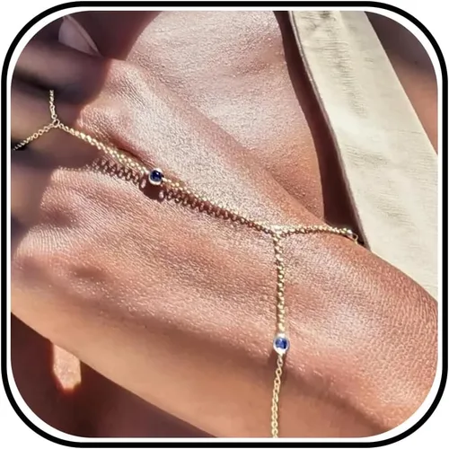 Vista 27 de Long tiantian Pulsera de cadena de mano, pulseras de oro para mujer, pulseras de cadena de eslabones de moda, anillo de dedo, pulsera de esclavos