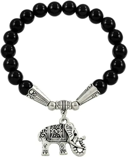 Vista 14 de Falari brazalete de piedras naturales de amuleto de elefante